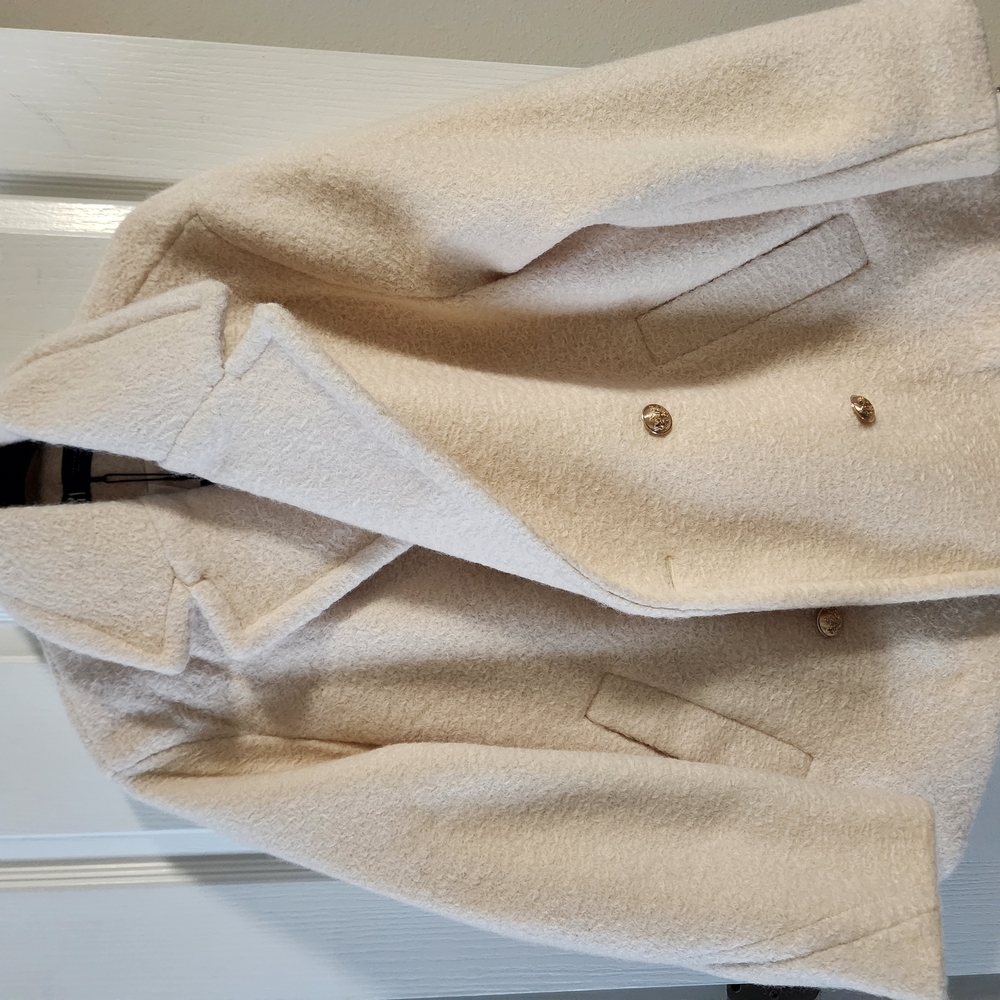 ZARA Cream Double-Breasted Coat